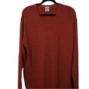 Columbia Men's Lambswool Cashmere Blend V Neck Sweater Rust Brown Size XL